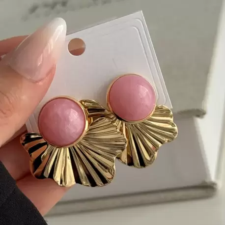 Pembe Taşlı Küpe