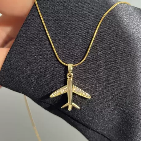 Gold Uçak Kolye