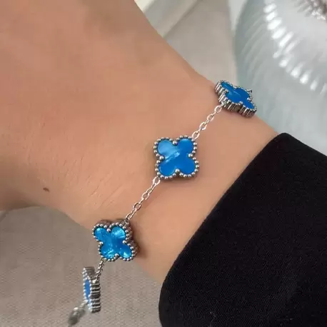  Sedefli Silver Yonca Bileklik | Çelik