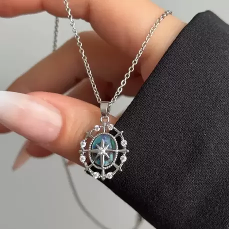 Çelik Hologram Kutup Yıldızı Kolye/Silver