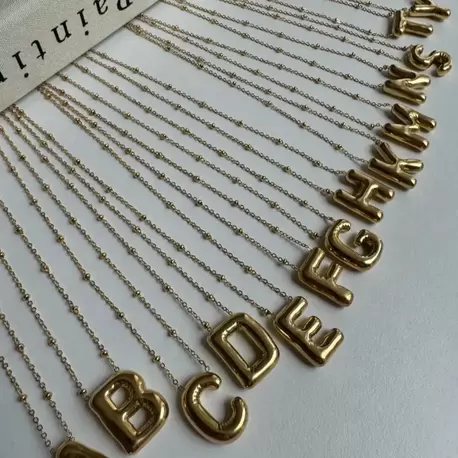 Çelik Bubble Gold Harf Kolye