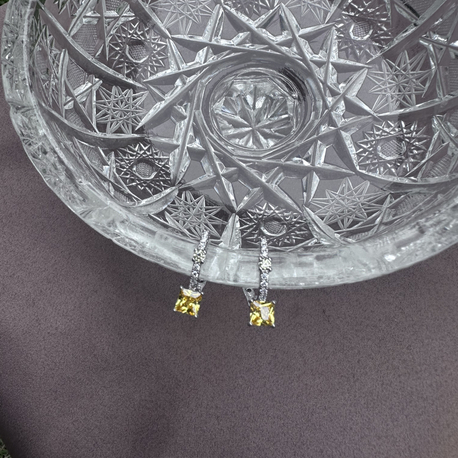 Sarı Taşlı Silver Küpe