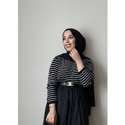 Massimo Siyah Çizgili Triko 