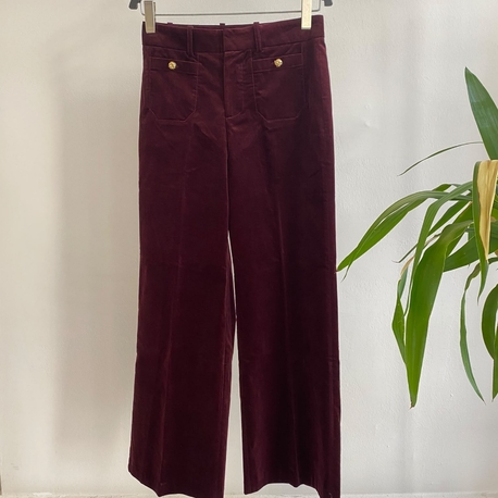 Frame Bordo Kadife Pantolon 