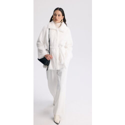 DESTİNİ KUŞAKLI PELUŞ CEKET - BEYAZ