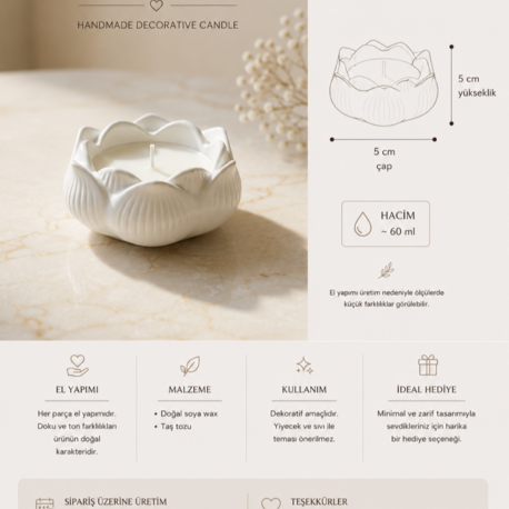White Lotus Candle | Handmade Decorative Candle
