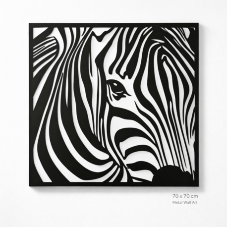 NORDIDA Zebra Metal Duvar Tablosu 70x70 cm – WILDNORTH Collection | WDN603