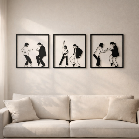 NORDIDA ANIMA ANM305 – Modern Dans 3’lü Metal Duvar Tablosu | 50x50 cm Set