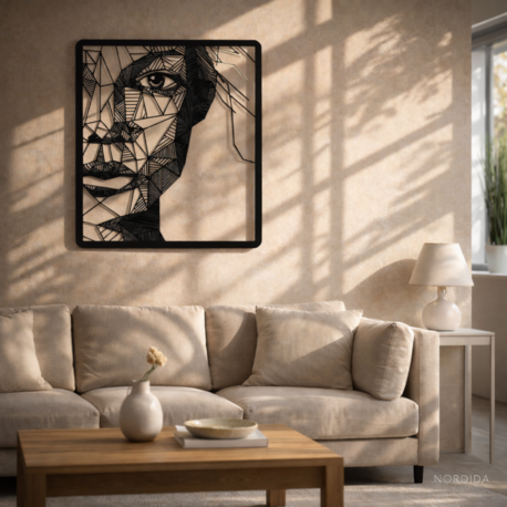 NORDIDA Geometrik Kadın Yüz Metal Duvar Tablosu – Anima Collection | ANM303