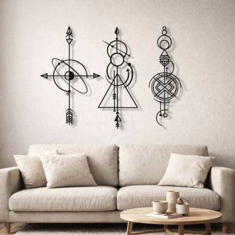 FJORD FJD503 Metal Duvar Dekoru – 3’lü Set (70x35 cm)