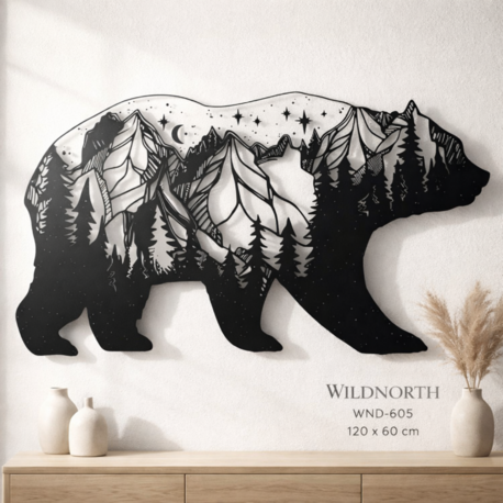 NORDIDA WILDNORTH Ayı Metal Duvar Tablosu – 120x60 cm | WND-605