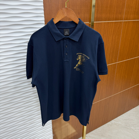 Armani Exchange Gold Logo Lacivert Tişört