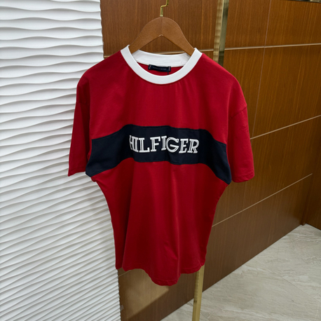 Tommy Göğüs Şeritli İthal Kırmızı Tişört