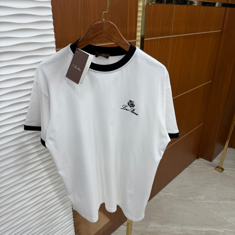 Loro Piana Siyah Eklemeli İthal Beyaz Tişört