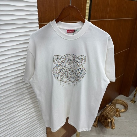 Kenzo Renkli Nakışlı İthal Beyaz Tişört