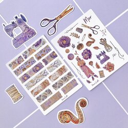 Mor / Dikiş Temalı Sticker Set (2 sayfa) 