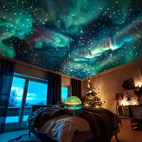 USB ile Çalışan Uzaktan Kumandalı Aurora Borealis Projeksiyon Lambası