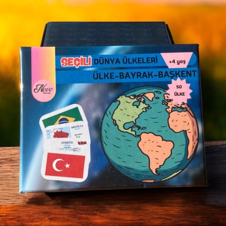 Seçili 50 Dünya Ülkeleri-Harita-Bayrak-Başkent Kartları