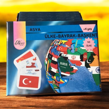 Asya Ülkeleri-Harita-Bayrak-Başkent Kartları