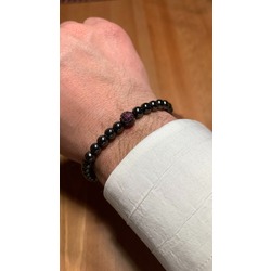 Hematit PembeParlak Taşlı Erkek  Doğal Taş Bileklik NW3031