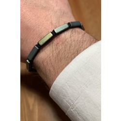 Erkek Zirkon Gri Sarı Renk Geçişli Doğal Taş Bileklik NW9003 