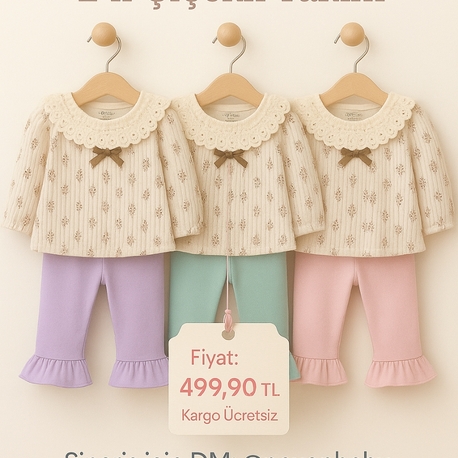Noxonbaby Zarif Pastel 3’lü Bebek Takımı | İlk Adım Hediyesi