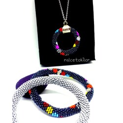 çiçekli grili bohem set