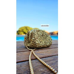 Örgü simli abiye çanta 14 cm