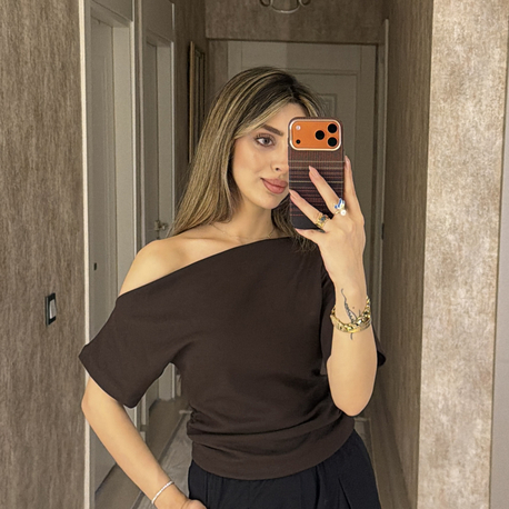 Kayık yaka modal  kumaş bluz