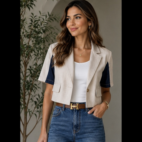Kot Detaylı Crop Ceket