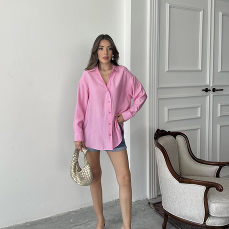 Pembe Modal Oversize Gömlek