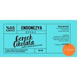 Gerçek Kuvertür Çikolata - %66 Endonezya/Berau - 150gr