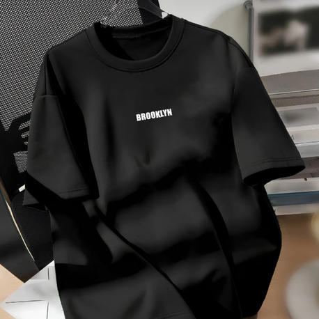 Unisex Erkek /Kadın Brooklyn baskılı oversize pamuklu tişört