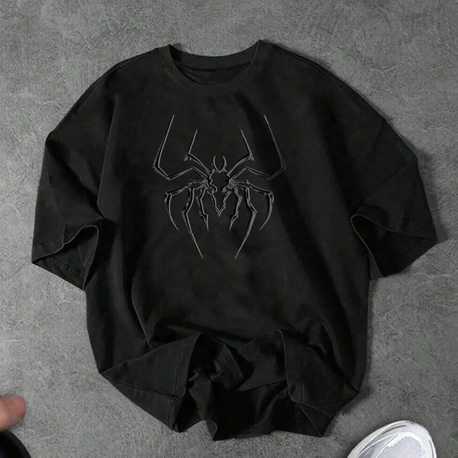 Unisex oversize kısa kollu örümcek baskılı oversize tişört