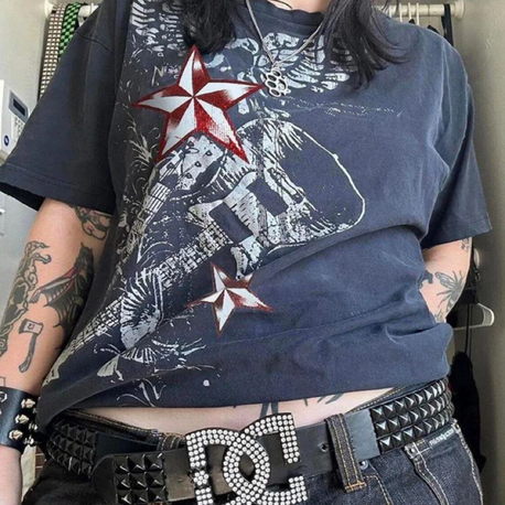 Füme eagle Vintage guitar red star cyber Grunge Unisex t-shirt