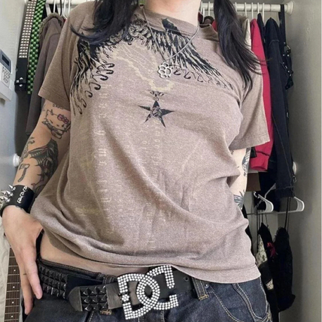 Açık kahverengi retro redemption cross cyber Grunge unisex t-shirt