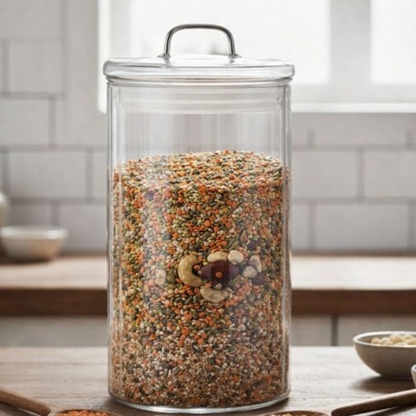 Mien 1700 ml Cam Kapaklı Kavanoz–Şeffaf Bakliyat, Baharat & Kuru Gıda Saklama Kabı