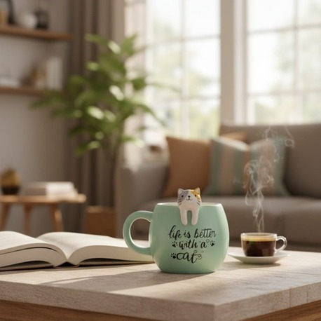 Kosova Kedi Figürlü Mug Kupa 420 ml – Seramik Kupa – Sevimli Cat Mug – Hediye Kupa Bardak