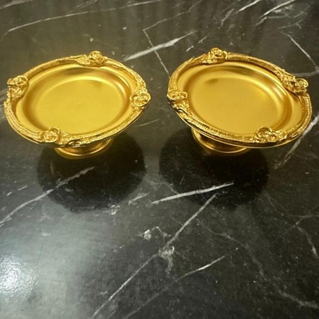 2'li Gold Metal Kaplama Kahve Yanı Lokumluk -Ayaklı, Şık Sunumluk- Kahve Yanı Lokumluk