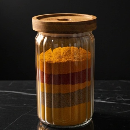 Balsa 750 ml Akasya Kapaklı Yuvarlak Cam Kavanoz – Baharat & Erzak Saklama Kabı