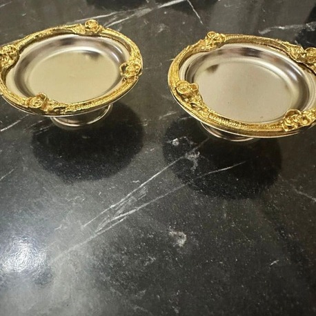 2'li Kahve Yanı Lokumluk–Gold Gümüş Gül Detaylı Nişan Söz Kahve Yanı Şekerlik