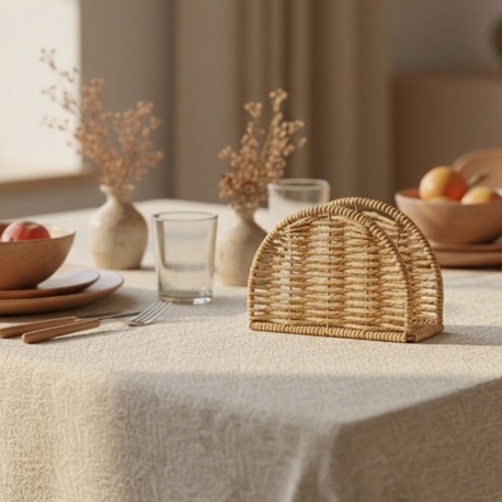 Mien Oval Rattan Peçetelik – Doğal, Dekoratif & Sunumluk