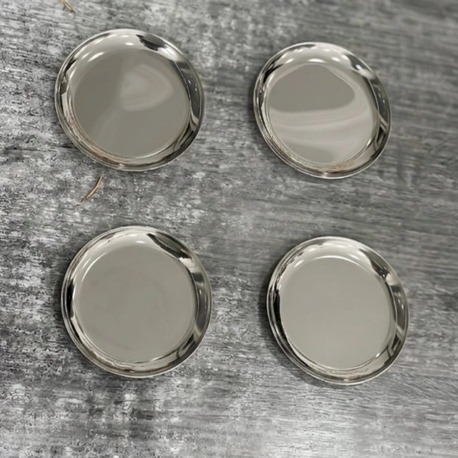6'lı Gümüş Yuvarlak Metal Tatlı Tabağı 12 cm- Kahve Yanı Lokumluk,Şekerlik