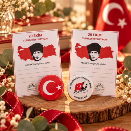 29 Ekim Atatürk Sevgisi Hatıra Kartı ve Rozet