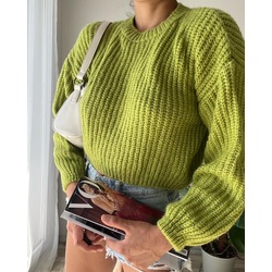 Yeşil Renk Triko Crop Kazak