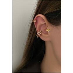 Kadın Taşlı Üç Sıralı Kıkırdak Küpe Earcuff