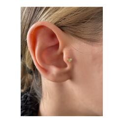 Kadın Gold Rengi Minimal Kalp Detaylı Tragus Kıkırdak Piercing 6mm