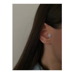 Cerrahi Çelik Renkli Taşlı Kalp Tragus Piercing