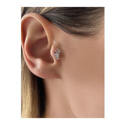 Kadın Baget Taşlı Silver Renkli Kıkırdak Tragus Piercing