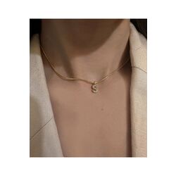 Taşlı Harf Detaylı Choker Kolye